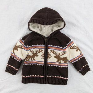 3/$20 Cherokee Baby Teddy Fleece Lined Moose Sweater Size 12 to 18mths